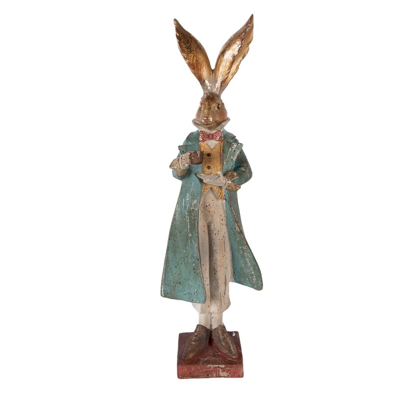 Clayre & Eef Decoratie Beeld Konijn 14x12x47 cm Goudkleurig Kunststof