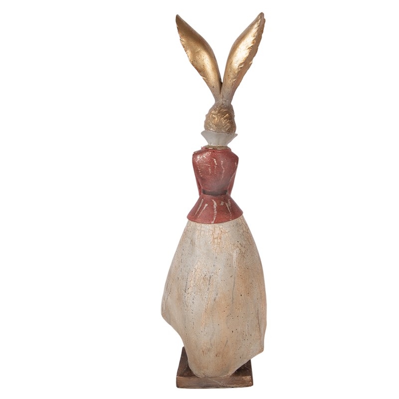 Clayre & Eef Decoratie Beeld Konijn 15x13x46 cm Goudkleurig Kunststof