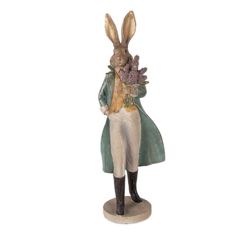 Clayre & Eef Decoratie Beeld Konijn 17x15x53 cm Goudkleurig Kunststof