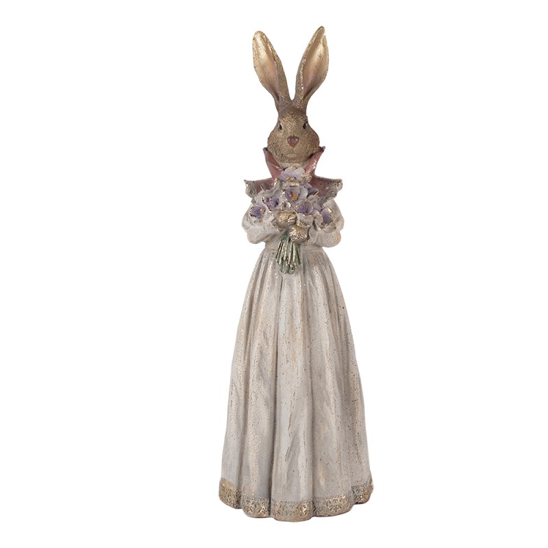 Clayre & Eef Decorative Figurine Rabbit 18x16x53 cm Grey Plastic