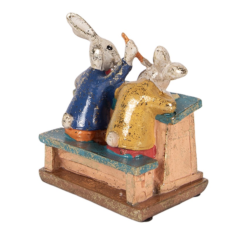 Clayre & Eef Decorative Figurine Rabbit 11x7x11 cm White Plastic