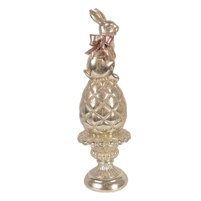 Clayre & Eef Decorative Figurine Rabbit Ø 8x28 cm Gold colored Plastic