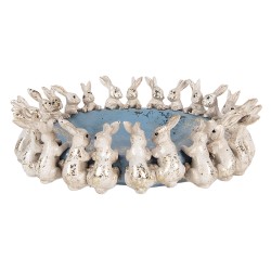 Clayre & Eef Decoratie schaal Konijnen Ø 23x7 cm Beige Kunststof