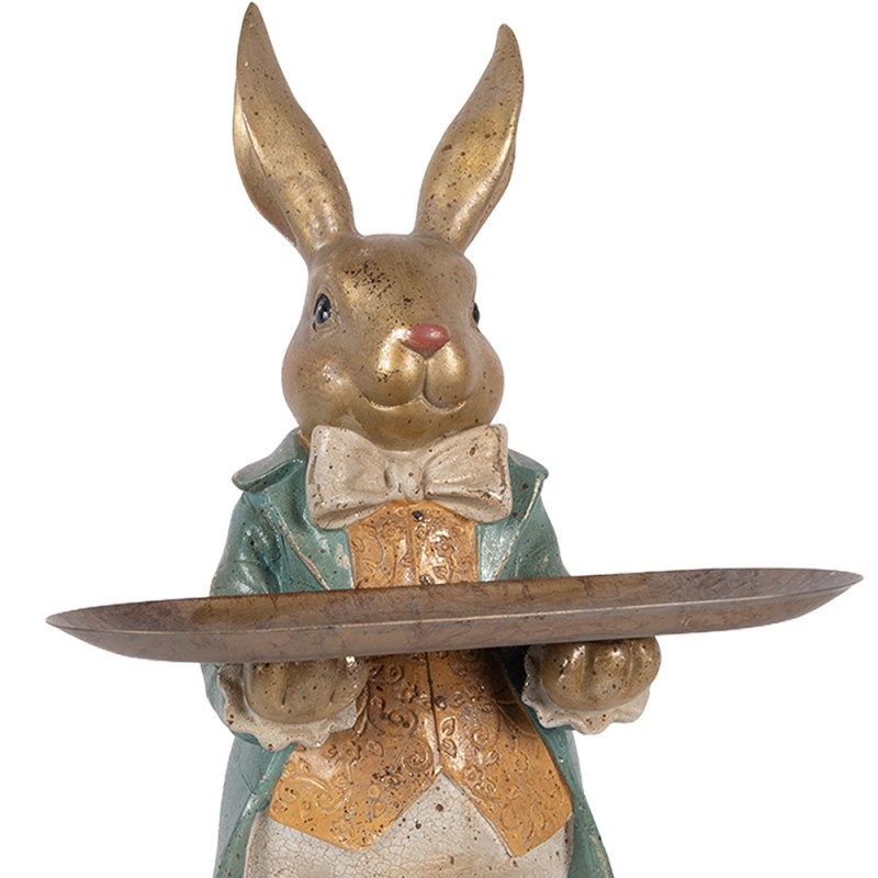 Clayre & Eef Decorative Figurine Rabbit 20x23x46 cm Gold colored Plastic
