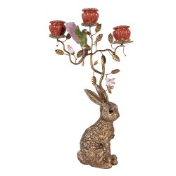 Clayre & Eef Candle holder Rabbit 24x10x47 cm Gold colored Plastic