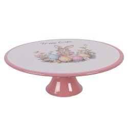 Clayre & Eef Taartplateau op Voet Ø 29x10 cm Wit Kunststof