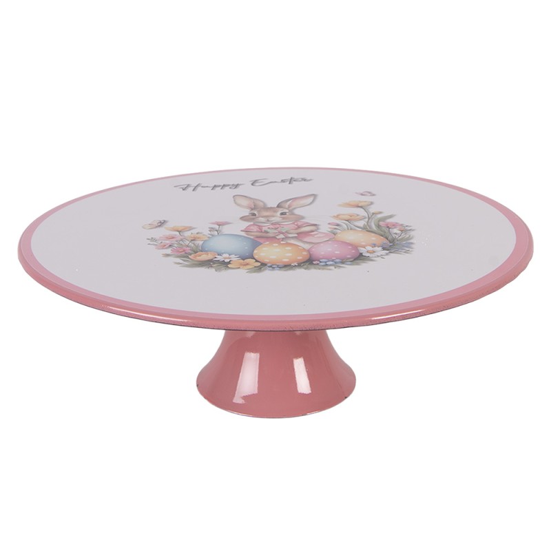 Clayre & Eef Vassoio per torte su piede Ø 29x10 cm Bianco Plastica