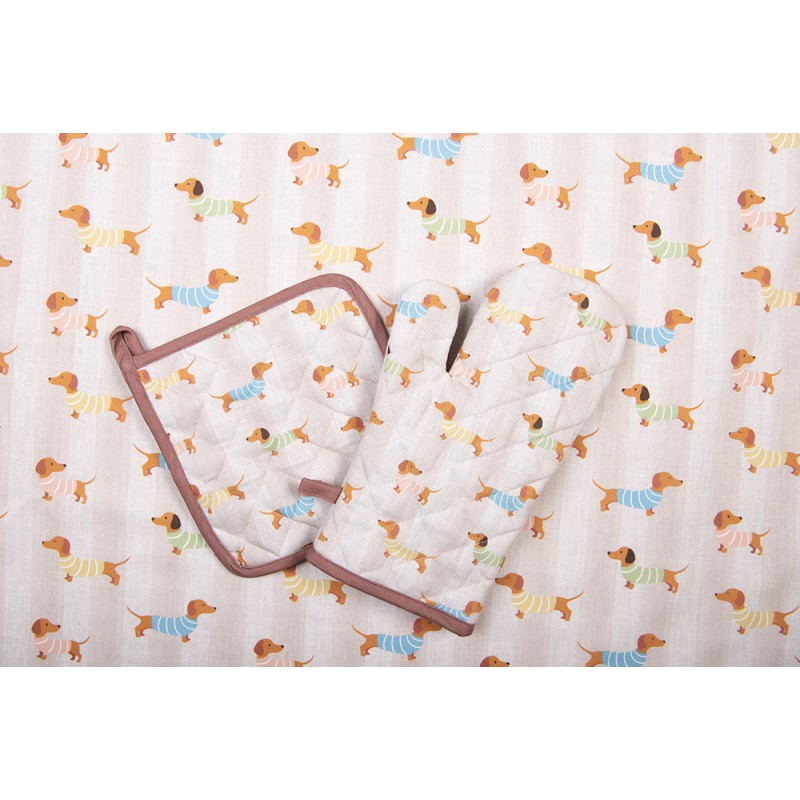 Clayre & Eef Asciugamani da cucina 50x70 cm Beige Cotone