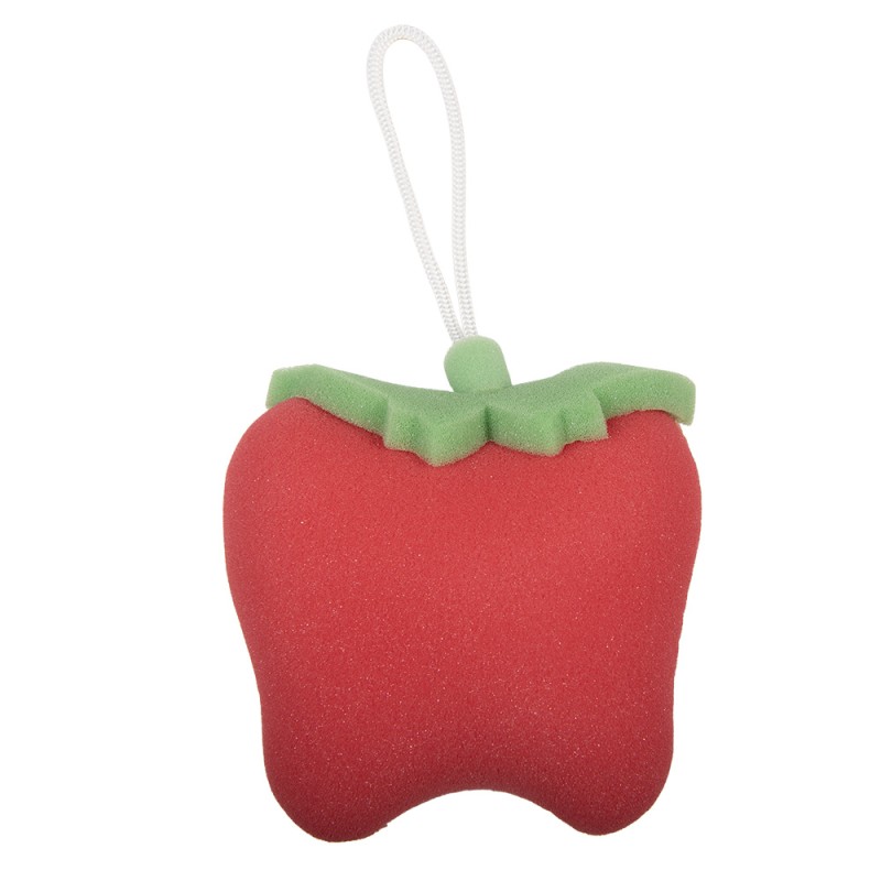 Clayre & Eef Éponge de bain Fraises 13x5x12 cm Rouge Synthétique