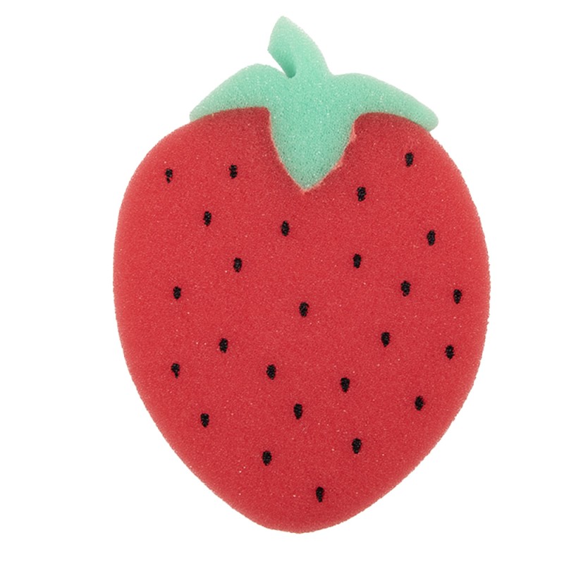 Clayre & Eef Éponge de bain Fraises 13x3x10 cm Rouge Synthétique