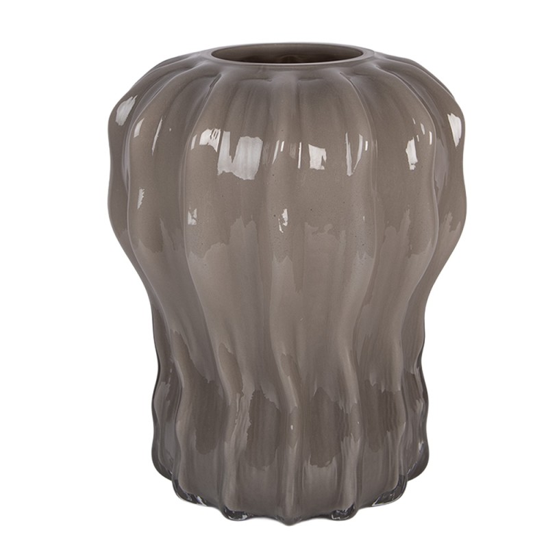 Clayre & Eef Vase Ø 19x25 cm Grau Glas