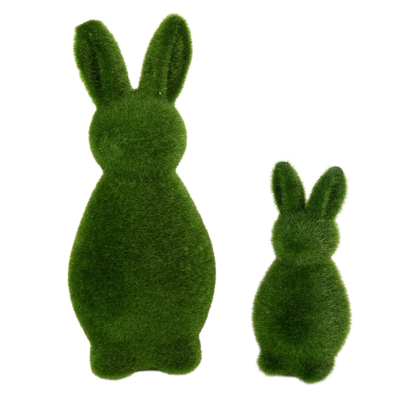 Clayre & Eef Decorative Figurine Rabbit Ø 10x25 cm Green Plastic