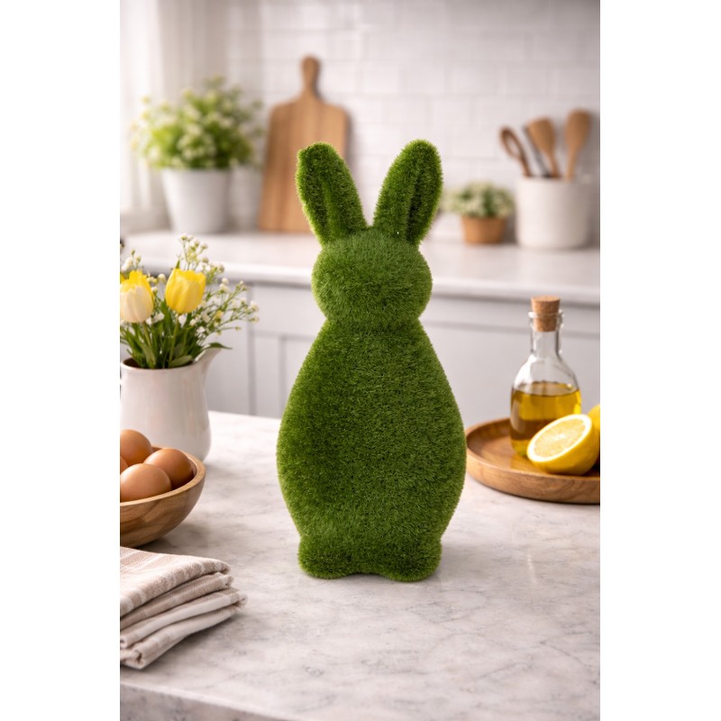Clayre & Eef Decorative Figurine Rabbit Ø 10x25 cm Green Plastic