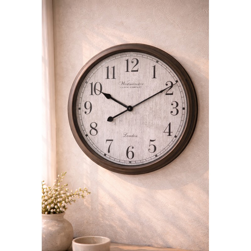 Clayre & Eef Orologio da parete Ø 40x4 cm Marrone Grigio Plastica