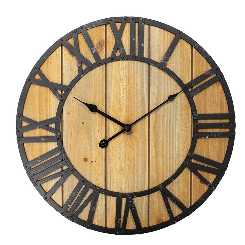 Clayre & Eef Wanduhr Ø 46x5 cm Braun MDF