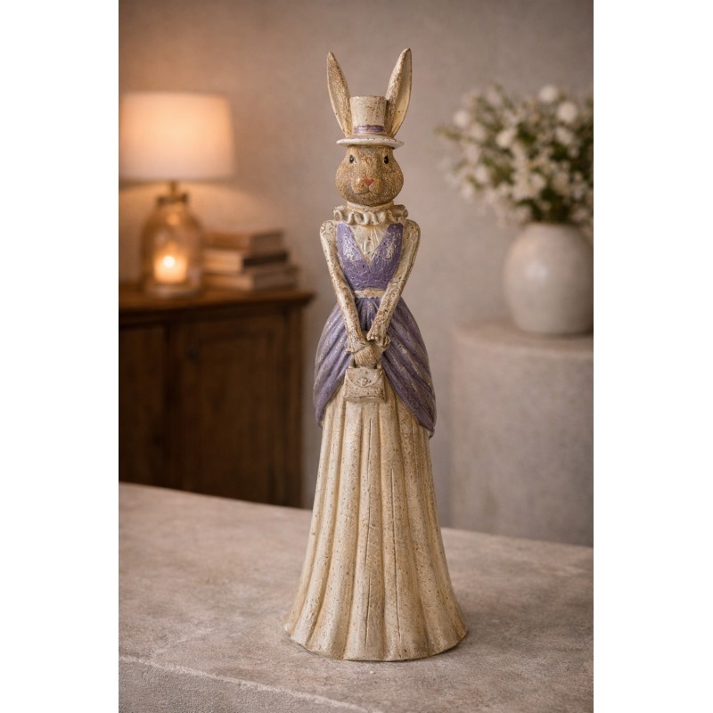 Clayre & Eef Dekorationsfigur Kaninchen 15x13x48 cm Goldfarbig Kunststoff