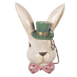 Clayre & Eef Decoratie Beeld Konijn 17x11x25 cm Beige Kunststof