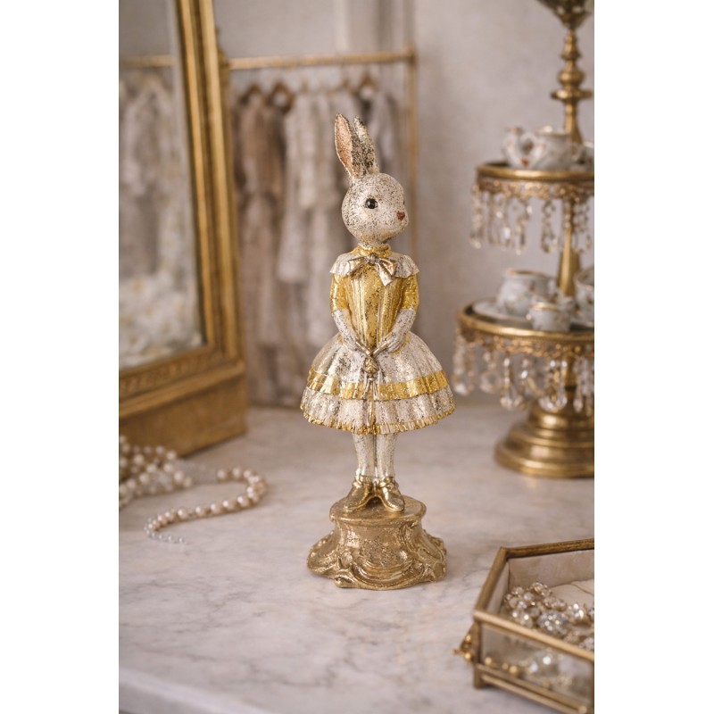 Clayre & Eef Dekorationsfigur Kaninchen Ø 13x36 cm Beige Kunststoff