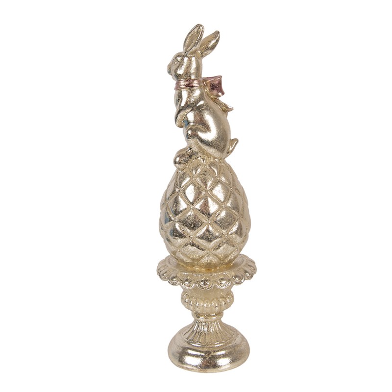 Clayre & Eef Dekorationsfigur Kaninchen Ø 8x28 cm Goldfarbig Kunststoff