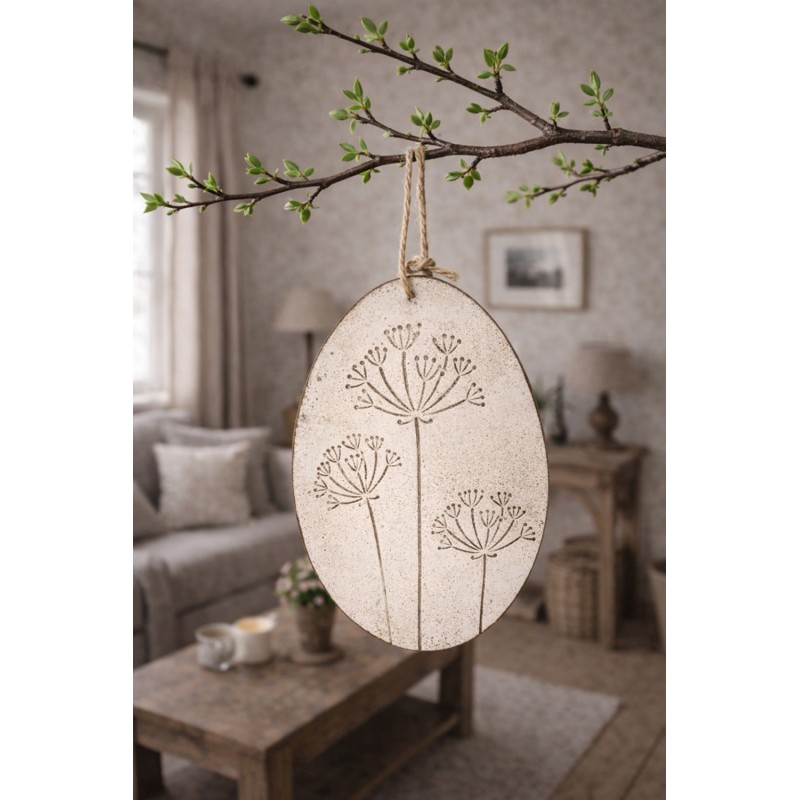 Clayre & Eef Ciondolo di Pasqua Uovo 10 cm Bianco Metallo