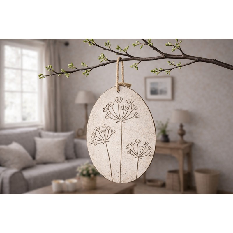 Clayre & Eef Ciondolo di Pasqua Uovo 10 cm Bianco Metallo