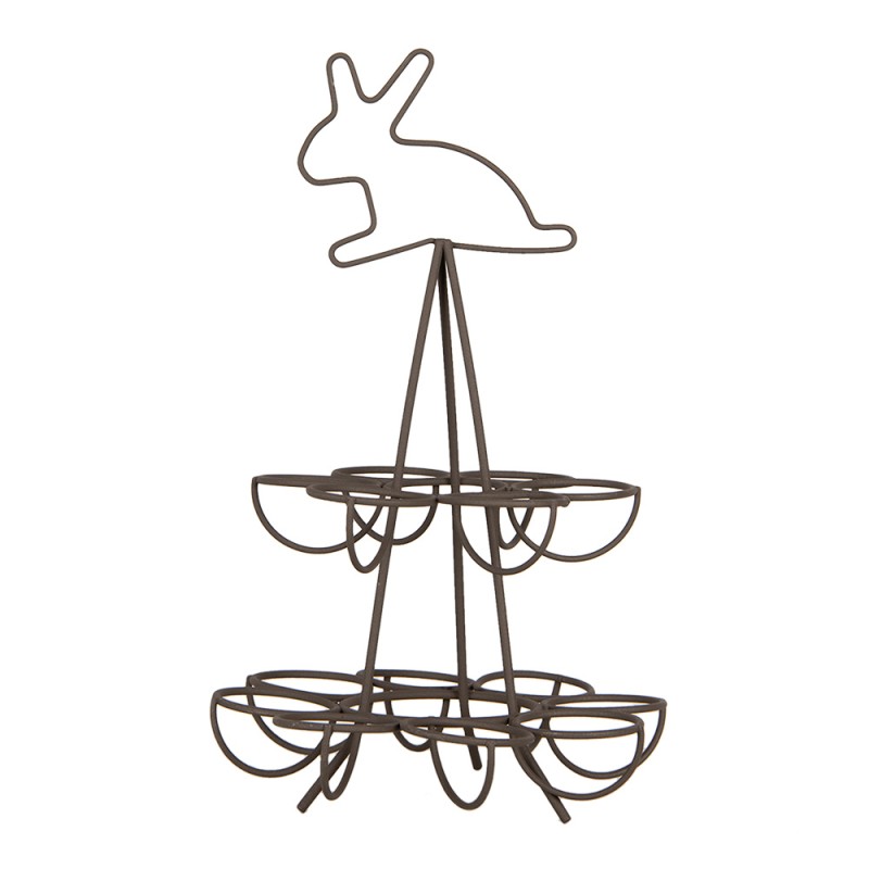 Clayre & Eef Eierhalter Ø 17x28 cm Braun Metall Kaninchen