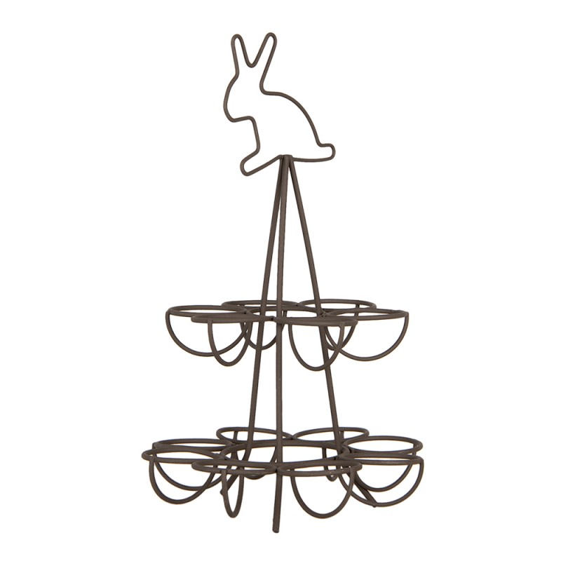 Clayre & Eef Eierhalter Ø 17x28 cm Braun Metall Kaninchen