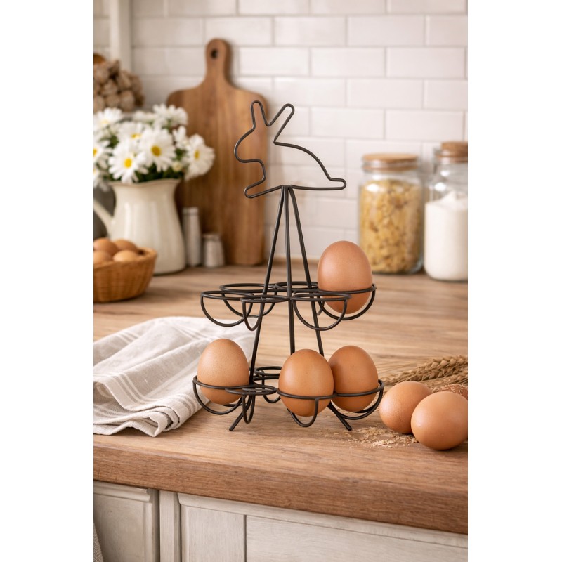 Clayre & Eef Eierhalter Ø 17x28 cm Braun Metall Kaninchen