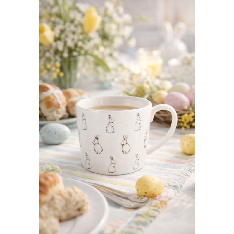 Clayre & Eef Mug 275 ml Blanc Porcelaine Lapins