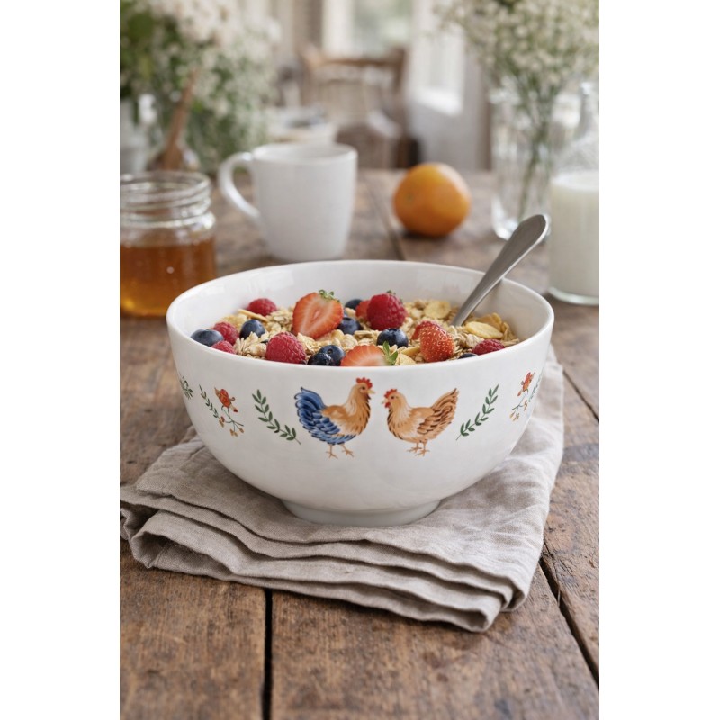 Clayre & Eef Scodella per zuppa 500 ml Bianco Ceramica Gallo