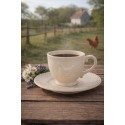 Clayre & Eef Tasse et soucoupe 200 ml Beige Céramique Poulet