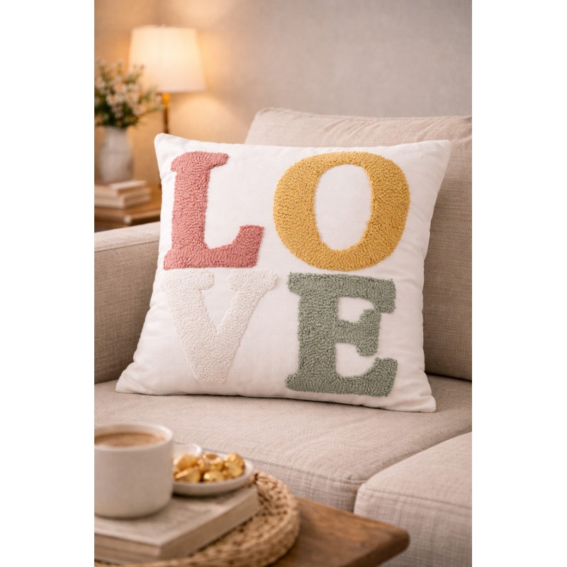 Clayre & Eef Decorative Cushion 45x45 cm White Synthetic