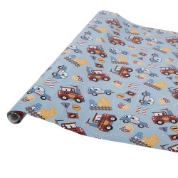 Clayre & Eef Carta da regalo 3 rotoli 50x75 cm Blu Carta