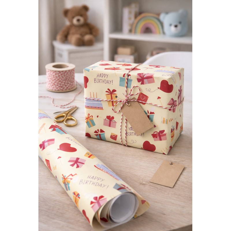 Clayre & Eef Inpakpapier 3 Rollen 50x75 cm Geel Papier