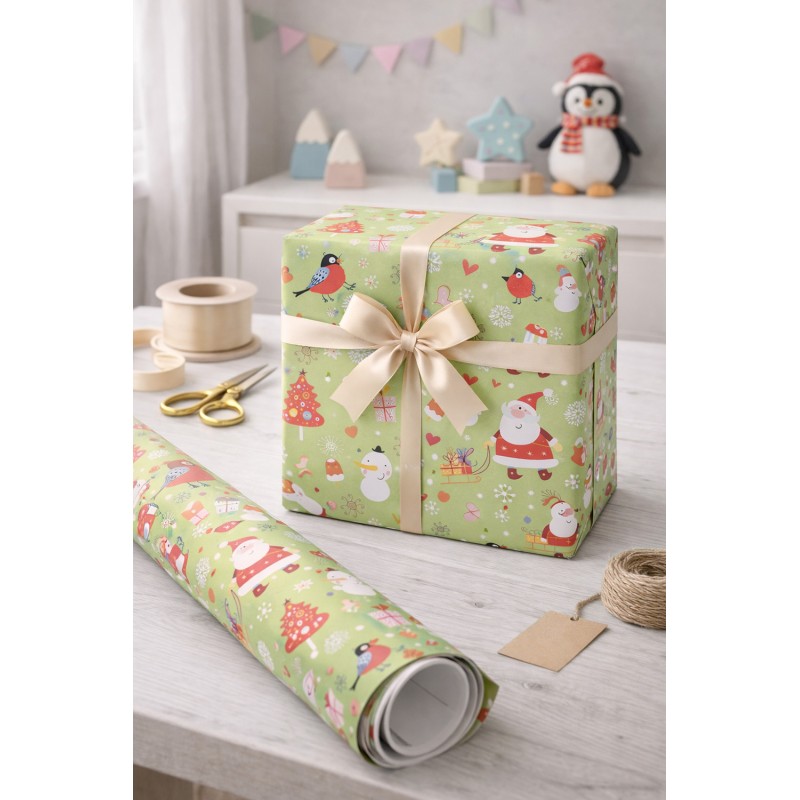 Clayre & Eef Inpakpapier 3 Rollen 50x75 cm Groen Papier