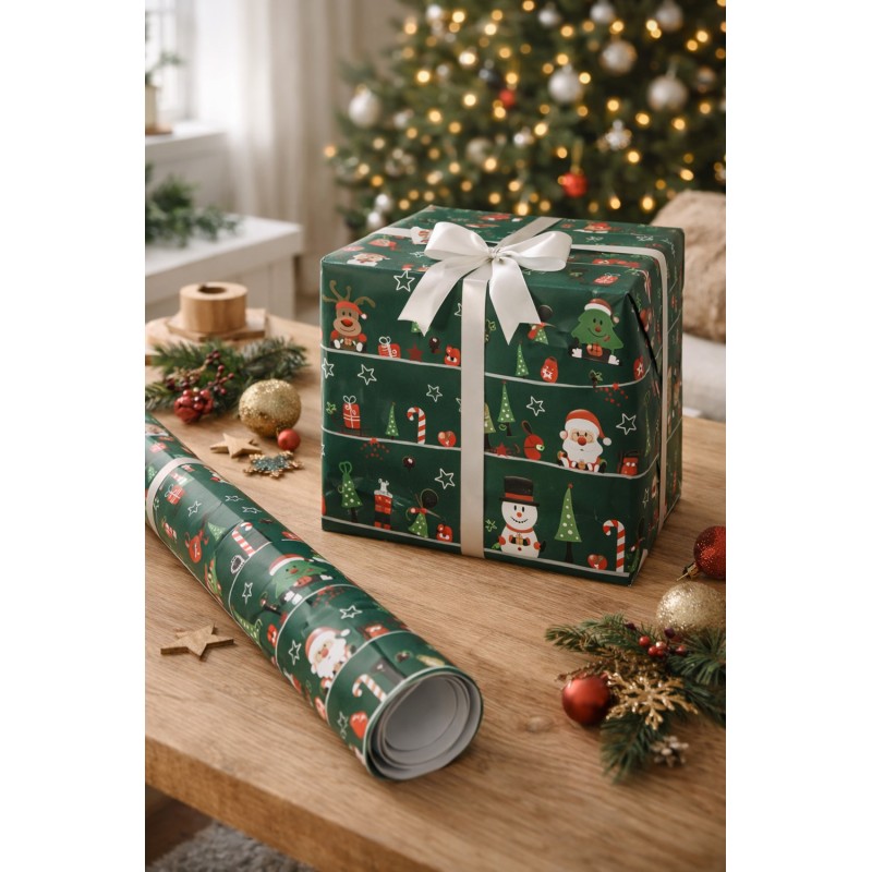 Clayre & Eef Wrapping paper 3 rolls 50x75 cm Green Paper