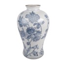 Clayre & Eef Vase Ø 19x32 cm Blanc Bleu Céramique Fleurs
