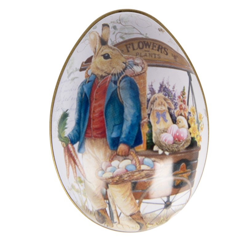 Clayre & Eef Image de décoration Œuf 5x6x4 cm Blanc Métal