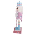Clayre & Eef Weihnachtsdekorationsfigur Nussknacker 10x9x38 cm Rosa Holz