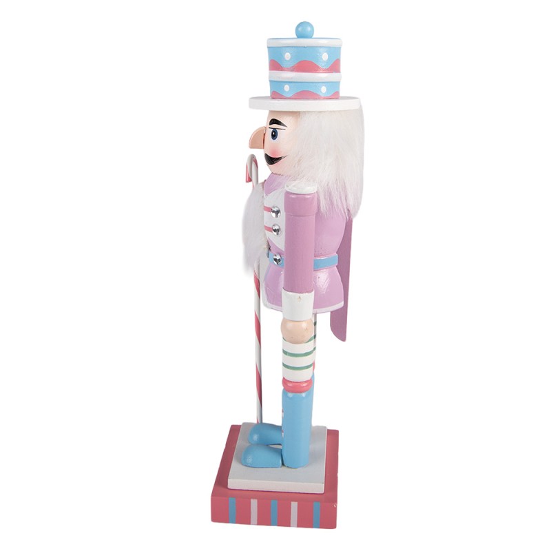 Clayre & Eef Weihnachtsdekorationsfigur Nussknacker 10x9x38 cm Rosa Holz