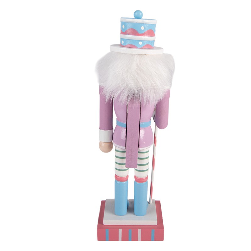 Clayre & Eef Weihnachtsdekorationsfigur Nussknacker 10x9x38 cm Rosa Holz