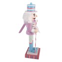 Clayre & Eef Weihnachtsdekorationsfigur Nussknacker 10x9x38 cm Rosa Holz