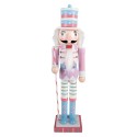 Clayre & Eef Christmas Decoration Figurine Nutcracker 8x7x25 cm Pink Wood