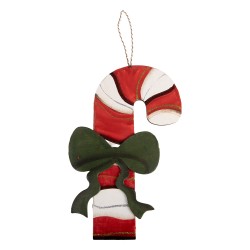 Clayre & Eef Weihnachtsanhänger Zuckerstange 25x1x39 cm Rot Holz