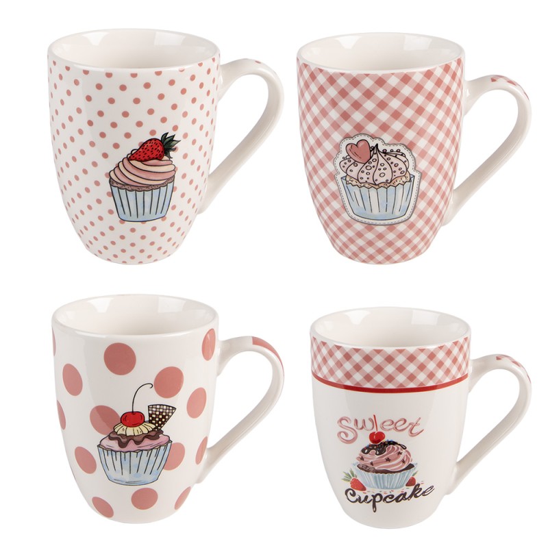 Clayre & Eef Mug set de 4 300 ml Rose Porcelaine