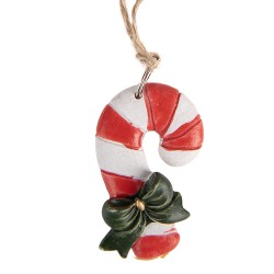 Clayre & Eef Ornamento Natalizio Bastoncino di zucchero 3x1x5 cm Rosso Plastica