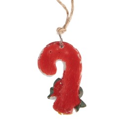 Clayre & Eef Ornamento Natalizio Bastoncino di zucchero 3x1x5 cm Rosso Plastica