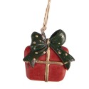 Clayre & Eef Pendentif de Noël Cadeau 4x1x4 cm Rouge Plastique