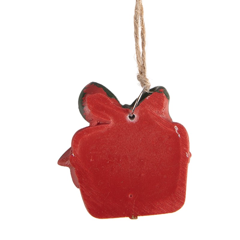 Clayre & Eef Pendentif de Noël Cadeau 4x1x4 cm Rouge Plastique