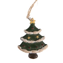 Clayre & Eef Pendentif de Noël Sapin de Noël 3x1x5 cm Vert Plastique
